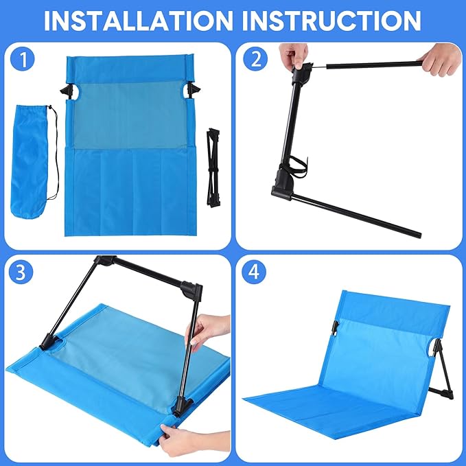Jetec Foldable Floor Backrest Chair Portable Camping Chair with Storage Bag Light Weight Lazy Seat for Indoor Outdoor Bed Ground Park Lawn Concerts Beach Hiking