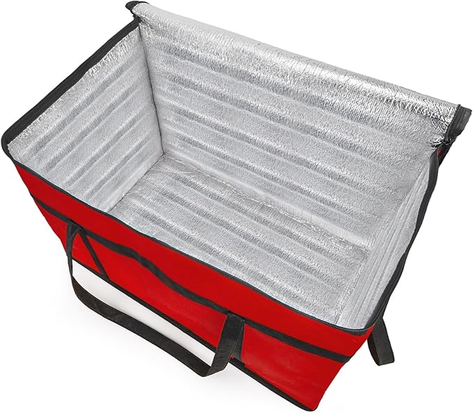 AVLA 3 Pack Insulated Food Delivery Bag 77L XXX-Large Reusable Grocery Tote Insulation Bag Collapsible Commercial Food Warmer Cooler Bags with Strong Handle Zipper for Catering Shopping Travel