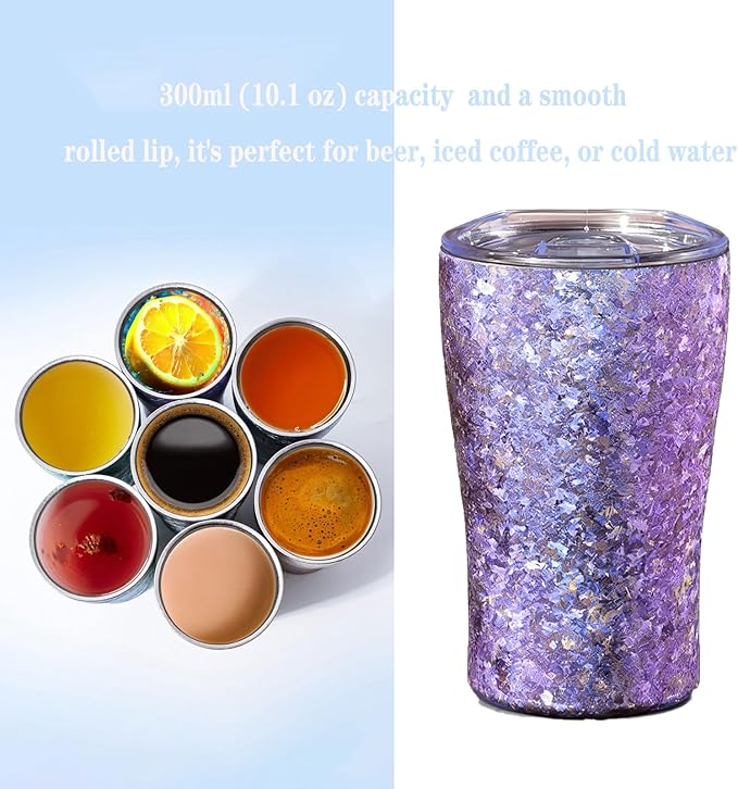 300ml Titanium Cup Double Wall Beer Mug Ultralight Druable Drinkware for Outdoor Camping Multiple Colors Gift for Beer Lovers for Men Women Dishwasher Safe RT155D (Blue)
