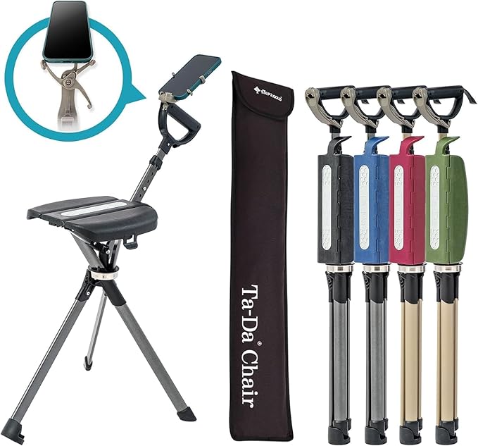 STEP2GOLD Ta-Da Chair Series 2 PRO Portable Trekking Hiking Pole Folding Walking Stick with Seat Walking Cane with Chair Foldable Chair Lightweight Aluminum Easy Carry and Storage Anti-Slip