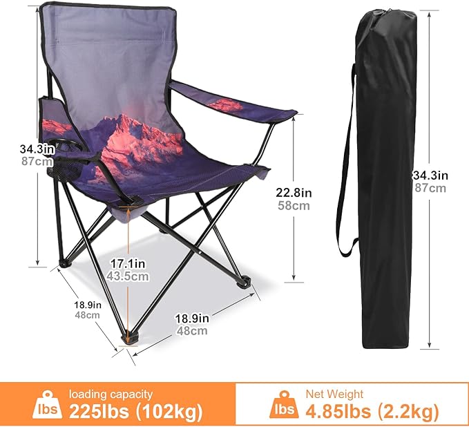 Northroad Camping Chair Portable Camp Chair Folding Lawn Chair with Cup Holder for Outdoor Camping Hiking Travel Patio Beach Picnics