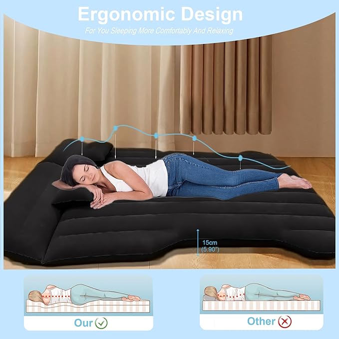 Car Air Mattress Inflatable Bed Compatible with Tesla Model Y Mattress for SUV Truck RV Van Backseat Trunk 6.4 ft Portable &amp Foldable Car AirBed Sleeping Pad for Tent Travel Camping Essentials B