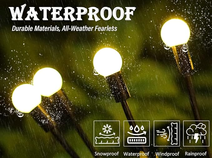 SunKite Solar Garden Lights - 4 Pack 10 LED Solar Firefly Lights Sway by Wind Outdoor Waterproof Solar Decorative Lights Solar Outdoor Lights for Yard Patio Walkway Decoration Warm White