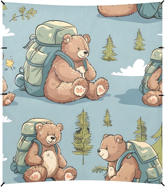 Adventure Teddy Bear Camping Sun Shelter Beach Tent Portable Beach Sun Shade Outdoor Canopy for Camping Trips Fishing Picnic