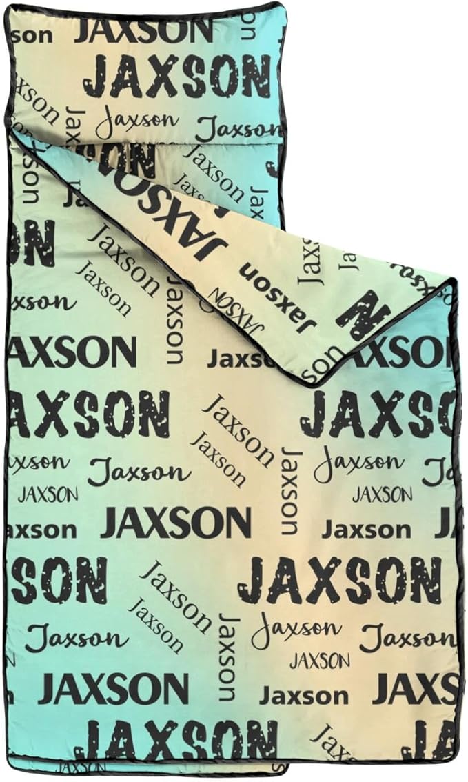 Personalized Name Toddler Nap Mat for Daycare Preschool Kindergarten Customized Kids Sleeping Bag with Pillow and Blanket for Girls Boys Custom Name Monogrammed Nap Mats for Toddlers