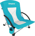 KingCamp Low Seat Beach Chair Outdoor Camping Folding Chair with Cup Holder 3 Colors