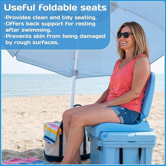 4 Pcs Pool Chairs Foldable Poolside Chairs for Edge of Pool Portable Seat for Outdoor Beach Stadium Durable ABS Plastic with Back Support (Blue)