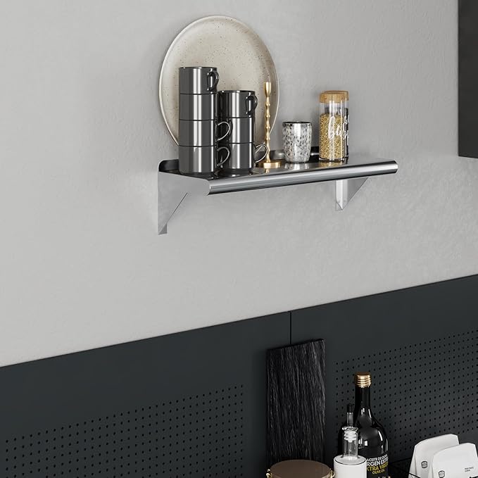 AmGood 8 X 24 Stainless Steel Wall Shelf | Metal Shelving | Garage Laundry Storage Utility Room | NSF | Restaurant Commercial Kitchen