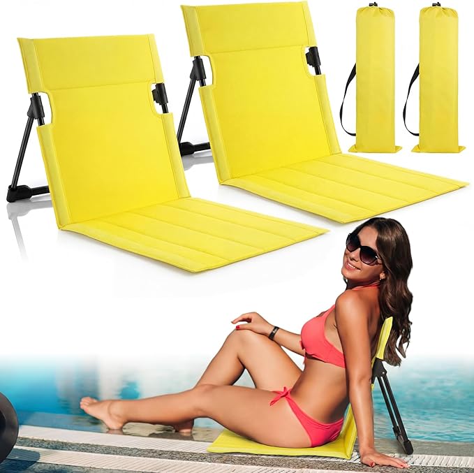 Karenhi 2 Pcs Foldable Poolside Chairs Portable Beach Chair Folding Poolside Chairs for Edge of Pool for Adults Traveling Camping Picnic Lawn Accessories (Green)