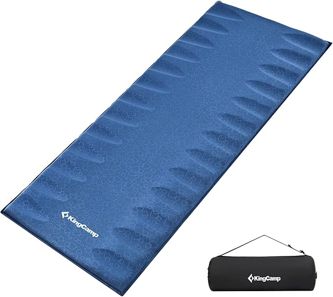 KingCamp Sleeping Pad for Camping Rollover Prevention Self Inflating Sleeping Pad Camping Mattress Foam Mat with Butterfly Edge Cut for Outdoor &amp Indoor Tent Cot Car Backpacking PVC Free