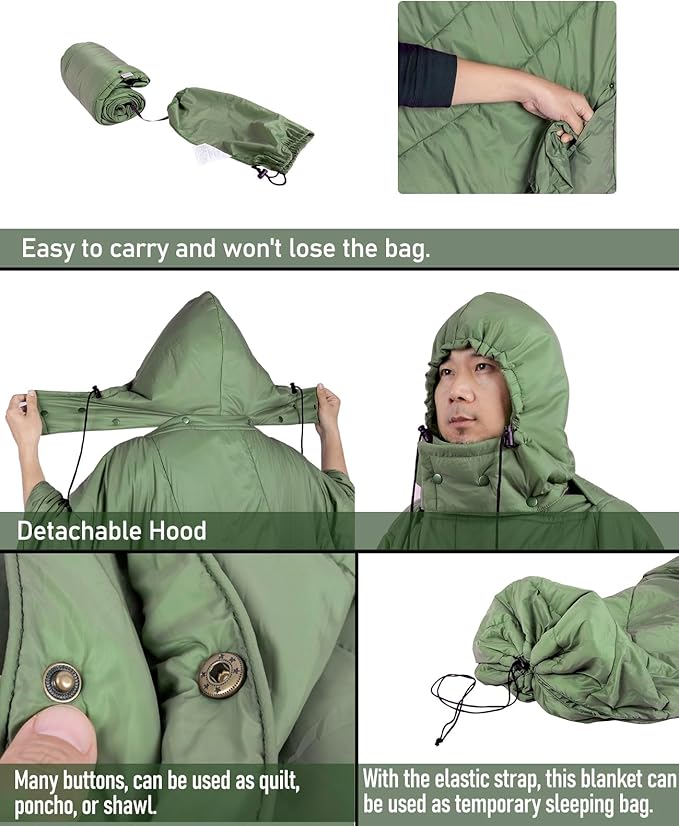 iClimb 1 Ultralight 3 Season Tent and 1 Hooded 3M Thinsulate Insulation Warm Blanket Ultralight Compact for Adults Outdoor Camping Backpacking Hiking