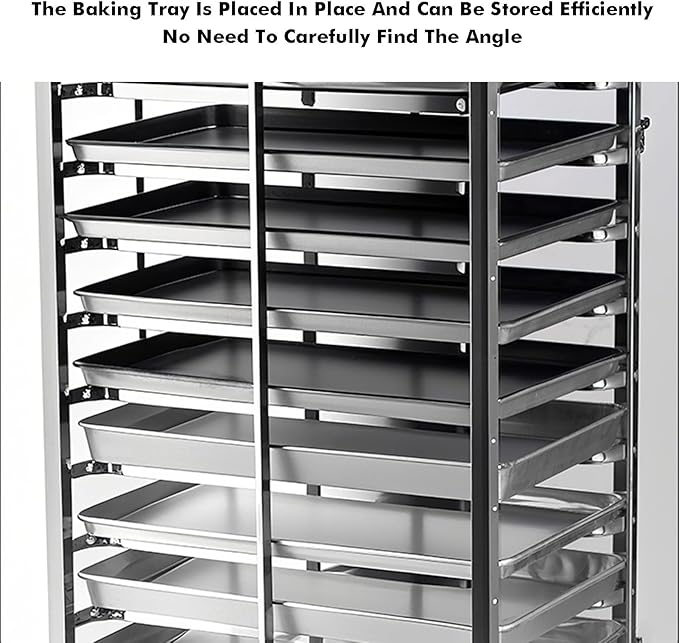 Quick Rack for Baking Pans12-Tier Stainless Steel Mobile Bakery Pan Rack with Wheels &amp Brakes - Perfect for Restaurants Catering and Bakeries Heavy-Duty Space-Saving Kitchen Storage Sol