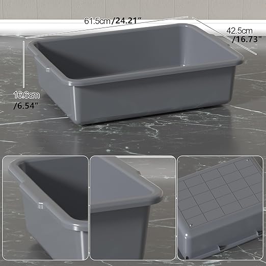 Sadstory Gray Plastic Commercial Bus Tub 35 L Plastic Large Bus Box 4 Packs