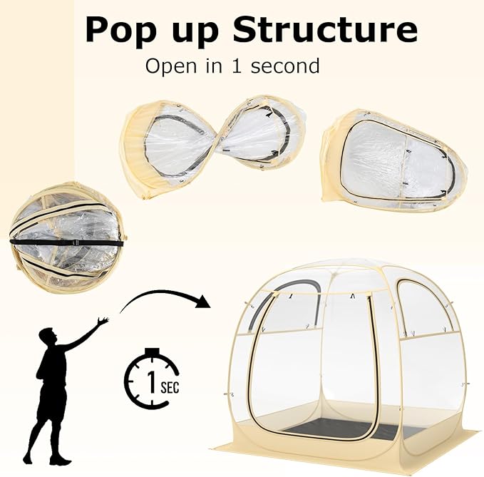Goplus Sports Tent Instant Pop up Weatherproof Shelter Portable &amp Foldable Outdoor Clear View Bubble Tent w/Carrying Bag Floor Mat Watch Sports Events Camping