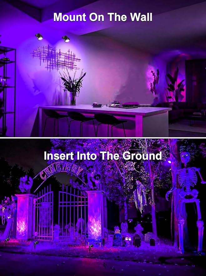 ZUCKEO 15W Halloween Blacklight Spotlight Outdoor LED Black Lights Waterproof Landscape Lighting with US Plug for Glow Dancing Party Body Painting Neon Poster Christmas Decorations(2Pack)