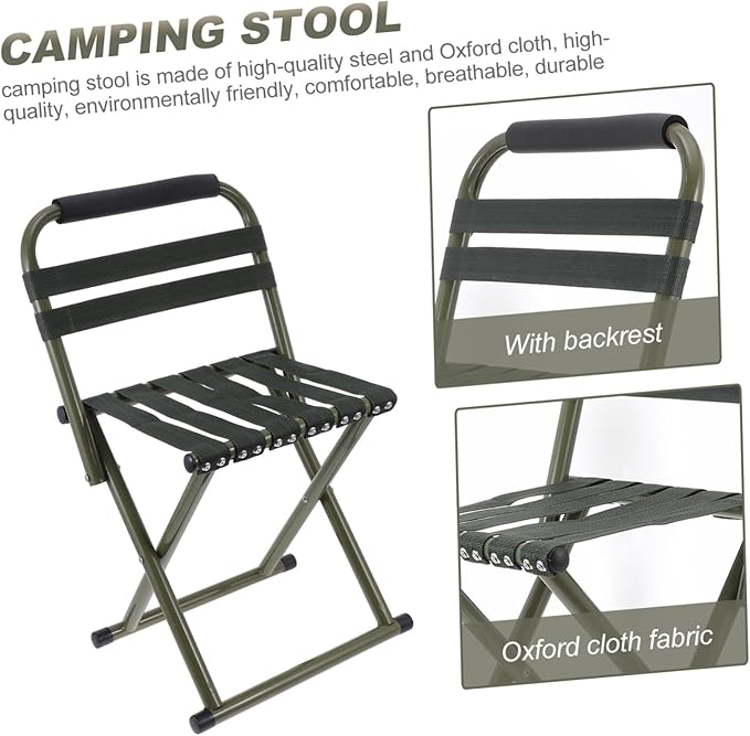 GANAZONO 1pc Outdoor Portable Folding Fishing Chair Lightweight Collapsible Stool for Camping Picnic and Fishing Green Easy to Carry and Non-Slip Design