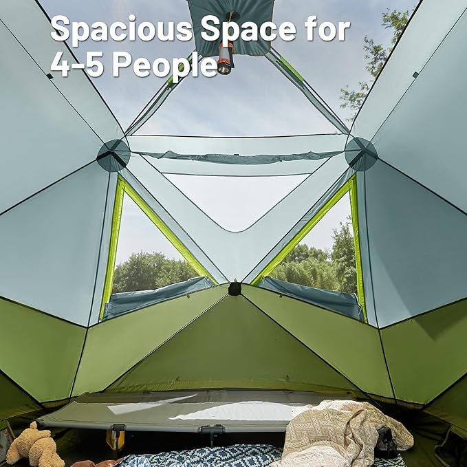 TIMBER RIDGE 4-6 Person Instant Pop Up Hub Tent Easy 60 Second Setup Weather Resistant Portable Camping Family Tent Cabin Tent with Rain Fly and Carry Bag for Outdoor Travel