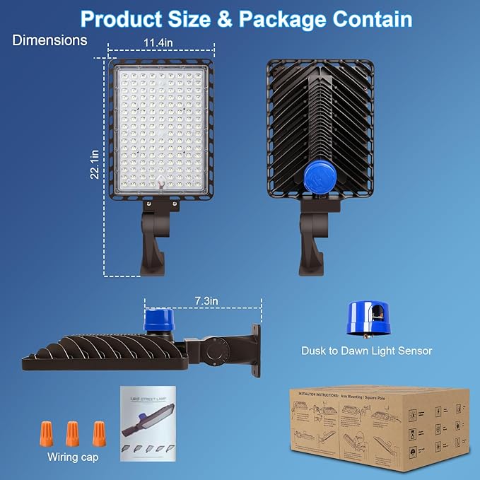 350W LED Parking Lot Light Outdoor:Arm Mount 52500LM Super Bright Dusk to Dawn LED Shoebox Lighting Commercial 5000K 100-277V IP65 Waterproof Wall Floodlights for ParkStadiumBarnYard