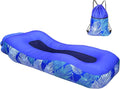 ele ELEOPTION Outdoor Inflatable Camping Couch Waterproof Portable Blow Up Air Sofa Chair Lounger for Backyard Beach Traveling Camping with Compression Sacks (Blue Feather)