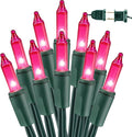 BrizLabs Pink Christmas Lights 69.6ft 300 Count Pink String Lights Connectable UL Certified Incandescent Christmas Lights Green Cord Outdoor Mini Lights Set for Indoor Xmas Party Garden Patio