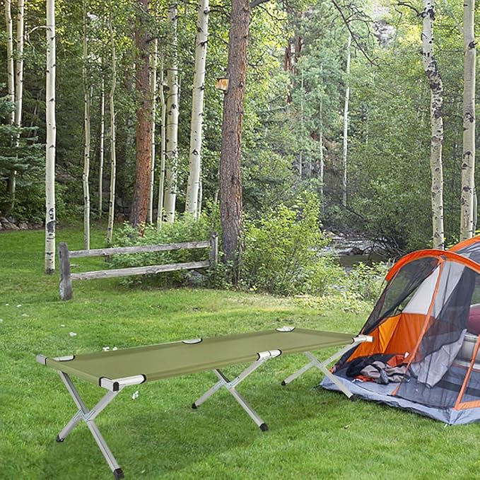 Outdoor Camping Cot Folding Lightweight Bed Portable Camping Cot with Carry Bag for Adults Hiking Hunting Traveling