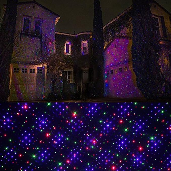 LEDMall Christmas Laser Projector Lights Outdoor Motion Firefly Red Green and Blue with Remote Control and Security Lock
