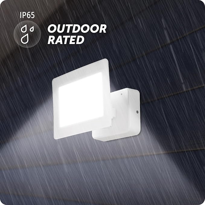 GLOBE Electric 50W White Super Bright 6000 Lumens Hardwired Automatic Dusk to Dawn Outdoor Integrated LED Flood Light Security Light Spotlight Outside House Lights