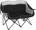 SUNNYFEEL Heated Double Camping Chairs Padded Loveseat Chair for 2 Person Heavy Duty Oversized Camping Couch 600lbs for Adults Portable Outdoor Lawn Chair with Cup Holder for Outdoor Patio RV Camping