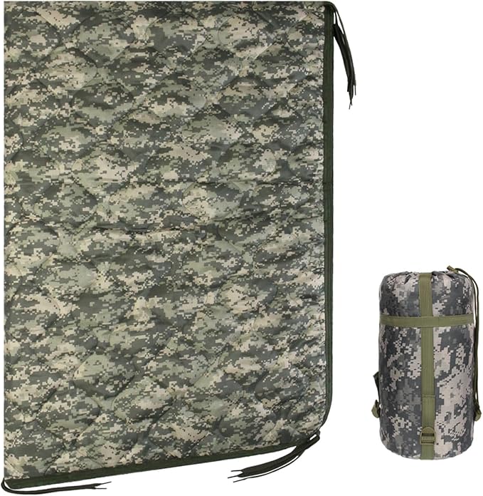 WINWAY Outdoor Down Camping Blanket Military Camping Sleeping Bag with ZipperPackable Waterproof Lightweight Poncho Liner for HikingTravel Stadium