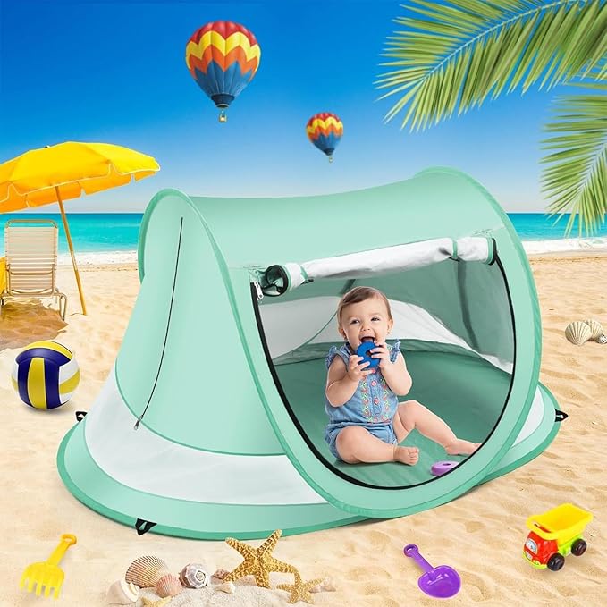 110x70x50cm Baby Beach Tent Camping Tent Sun Shelter Pop Up Baby Uv Protection Beach Tent with Storage Bag for Picnic Vacation Travel Yard Outdoors Beach
