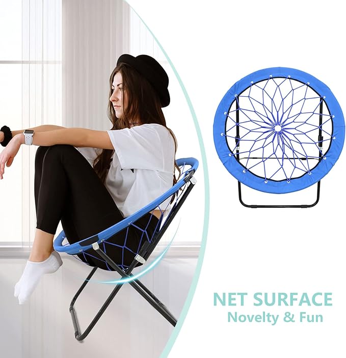 Bungee Chair Portable Foldable Dish Chair Bunjo Game Chair for Outdoor and Indoor and Camping and BBQ (Royal Blue)