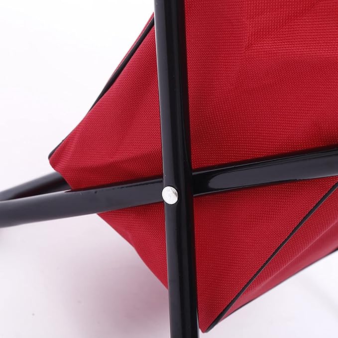Folding Fishing Chair Portable Foldable Leisure Back Chair with Bag for Outdoor Camping Fishing Hiking Backpacking (Red)