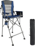 REDCAMP Oversized Tall Camping Chair for Adults 330lbs Portable High Folding Directors Chair Foldable Bar Height Stool with Side Pocket for Lawn Sport Blue
