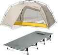 iClimb 1 Ultralight 4 Season Solo Tent and 1 Super Easy Assemble Cot Bundle Ultralight Compact for Adults Outdoor Camping Concert Motorcycling