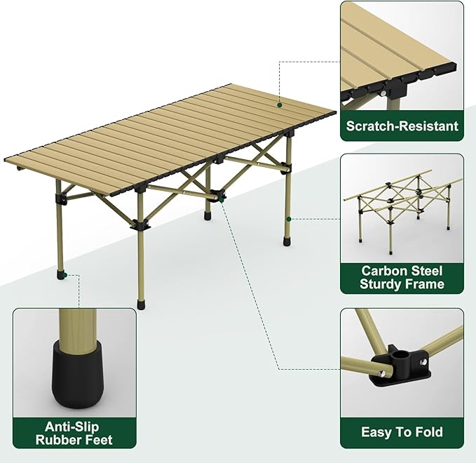 Portable Camping Table Camping Table Foldable with Carrying Bag Ultralight Carbon Steel Beach Table Indoor Outdoor for Camping Picnic BBQ Beach Party Patio Fishing Carbon Steel