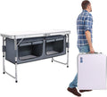 AHB Folding Camping Picnic Table with Storage Organizer Portable Foldable Aluminum Lightweight Adjustable Camp Table for Outdoor Camping