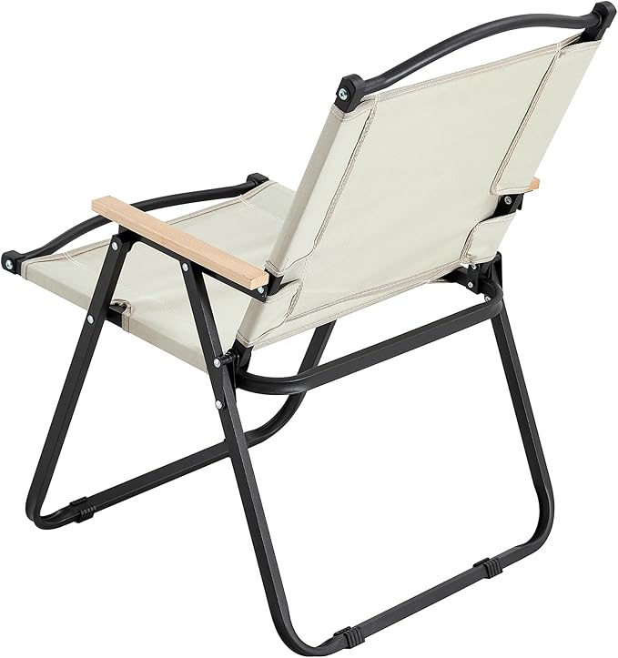 2 Pcs Folding Outdoor Chair for Indoor Outdoor Camping Picnics BeachBackyard BBQ Party Patio Beige
