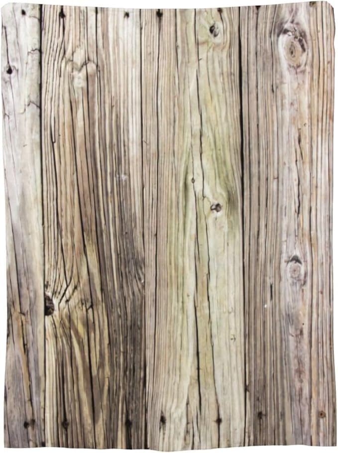 50X40 Weathered Wooden Boards with Rustic Patina Lightweight Flannel Blanket - Soft and Breathable Polyester Suitable for Travel Camping and Home Decoration