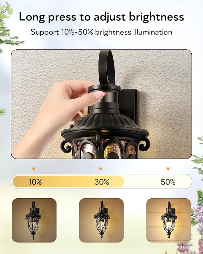 VIANIS Motion Sensor Outdoor Lights Black Motion Lights for Outside Dusk to Dawn Outdoor Light Fixtures with Seed Glass 100% Aluminum Exterior Lighting Fixtures with House Garage Porch Doorway