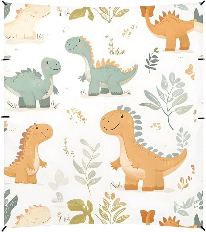 ALAZA Dinosaurs Dino Cartoon Beach Tent Sun Shelter UPF50+ Protection Beach Shade Canopy w/ 4 Sandbags for Outdoor Camping Fishing Backyard Fun Picnic 10x9 ft