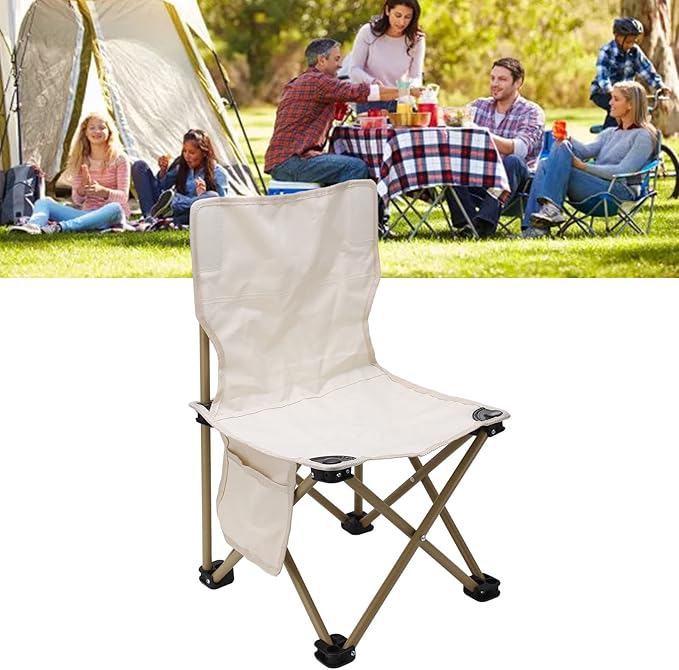 Diydeg Portable Camping Chair Folding Design Stainless Steel Frame Oxford Cloth Cushion Anti Slip Chair Feet Ideal for Outdoor Activities