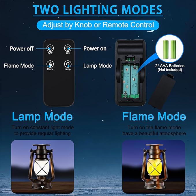 Solar Lantern Outdoor Hanging Solar Lights Flickering Flame LED Vintage Lantern Waterproof Camping Lamps Auto On/Off Landscape Decor for Patio Garden Yard Pathway Porch Rechargeable Lanterns 2Pack