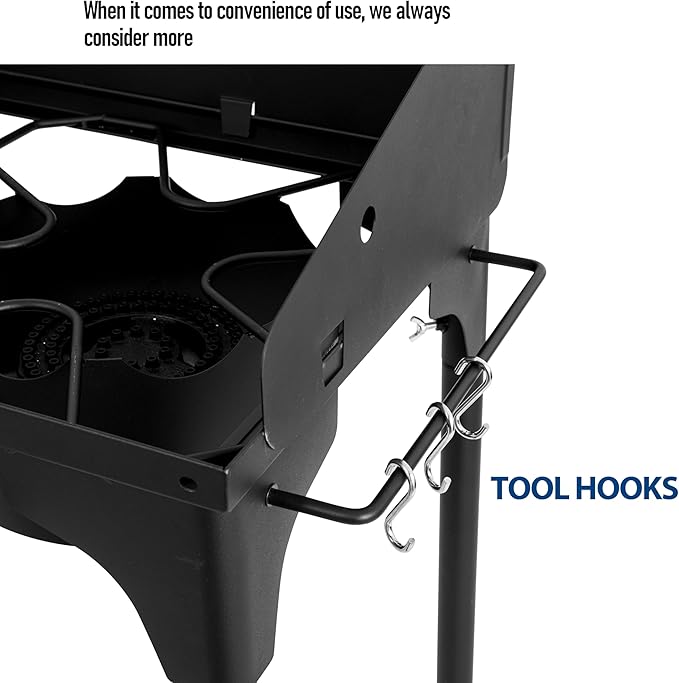 Propane Double Burner for Outdoor Cooking Two Camping Stove with Removable Windscreen and Detachable Legs Stand for Home Brewing Camping BBQ