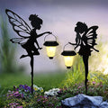 Solar Fairy Garden Stake Decorative Lantern 2 Pack Metal Fairy Angel Garden Silhouette Lights for Lawn Pathway Patio Yard Outdoor Decor
