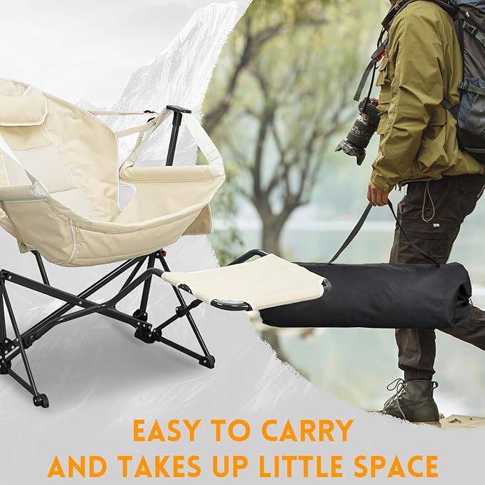 Hammock Camping Chair with Leg RestLightweight Portable Outdoor Chair for Camping and Hiking Supports 350lbsKhaki