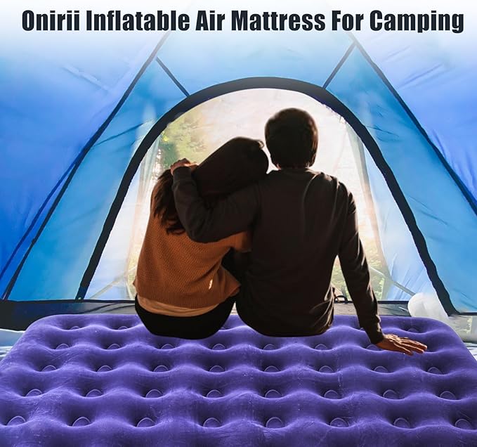 Queen Size Double Camping Air Mattress Bed with Air PumpInflatable Mattress80x 60Thickened Portable Blow Up Air MattressTravel Sleeping Bed Pad for Camping Home Hiking