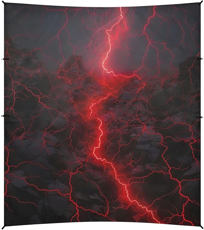 Red Lightning on Black Beach Tent Sun Shelter 9.2' x 10.5' Beach Canopy with 4 Sandbags 4 Stability Poles Sand Shovels - Tent Canopy for Beach Camping Fishing Picnics