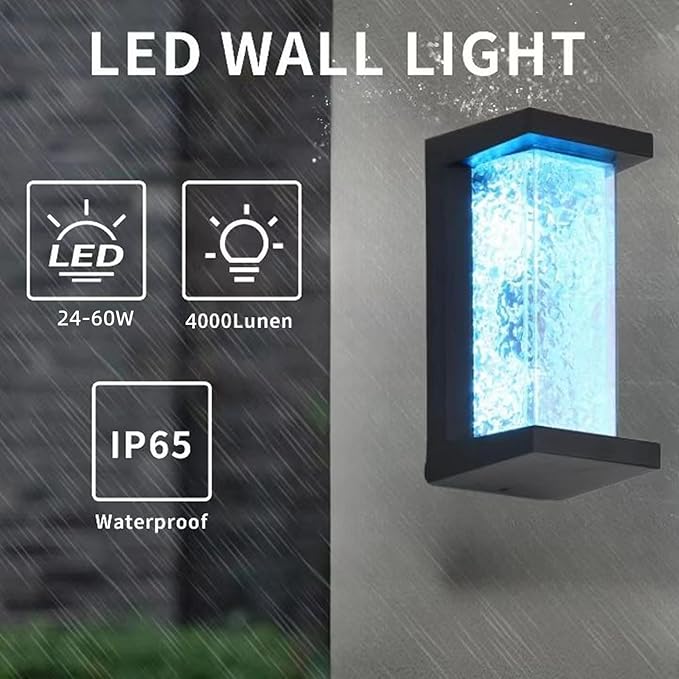 Wrasse 2-Pack RGBW Color Changing Outdoor Wall Lights Fixture RGB Modern Proch Light Multi Color Wall Mount sconces Lighting for House Outside