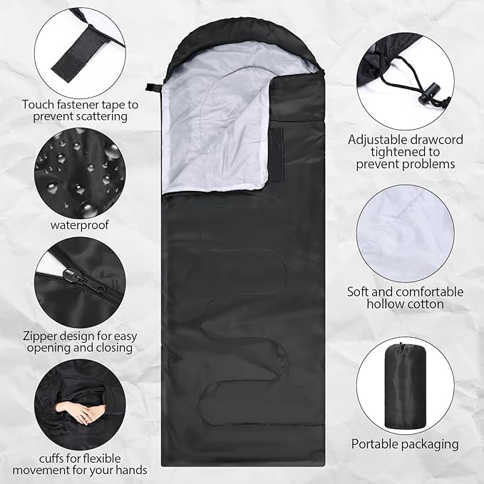 2 Pcs Wearable Sleeping Bag for Adults with Arm Reach 3 Season Warm Cool Weather Waterproof Camping Sleeping Bag for Hiking Backpacking Outdoor Travel and Hunting
