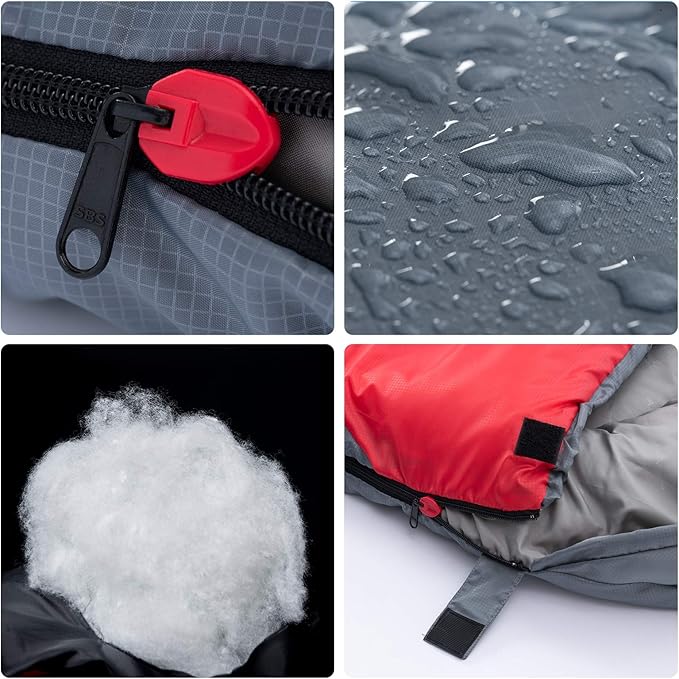 BISINNA Sleeping Bag with Pillow - 4 Season Backpacking Sleeping Bag Lightweight Waterproof Warm and Washable for Adults Kids Women Men's Outdoors Camping Hiking Mountaineering